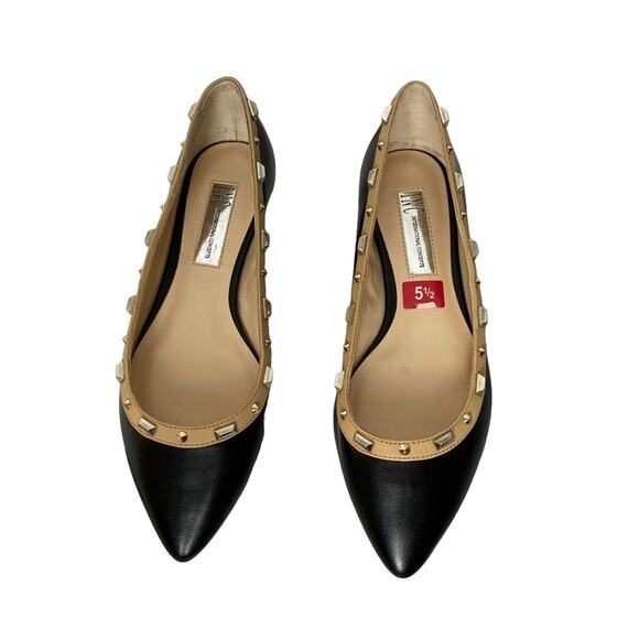 INC Zabbie Pointy toe studded Black Flats Sz 5.5 ballet - Picture 3 of 7